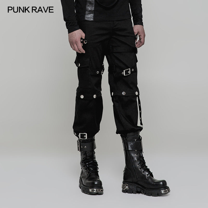 WK-314 Handsome Loose Punk Pants Detachable Uniform Trousers For Men