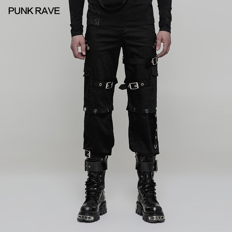 WK-314 Handsome Loose Punk Pants Detachable Uniform Trousers For Men