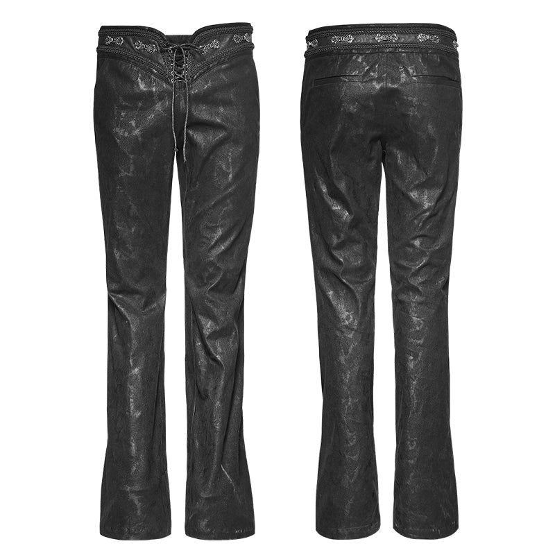 K-268 Winter Flower Pattern Metal Bell-bottom Denim Gothic Pants