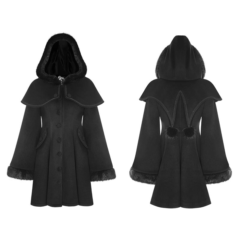 WLY-078 Lolita Woolen Medium-length Swallow Tail Gothic Coat