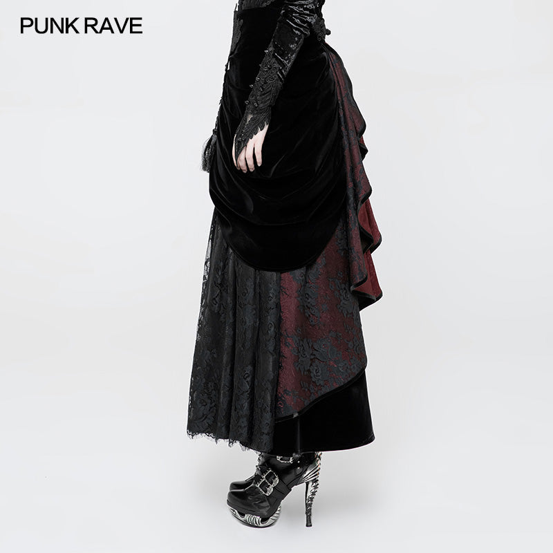 WQ-364 Vitorian Velvet Palace Gorgeous Medium Length Gothic Skirt