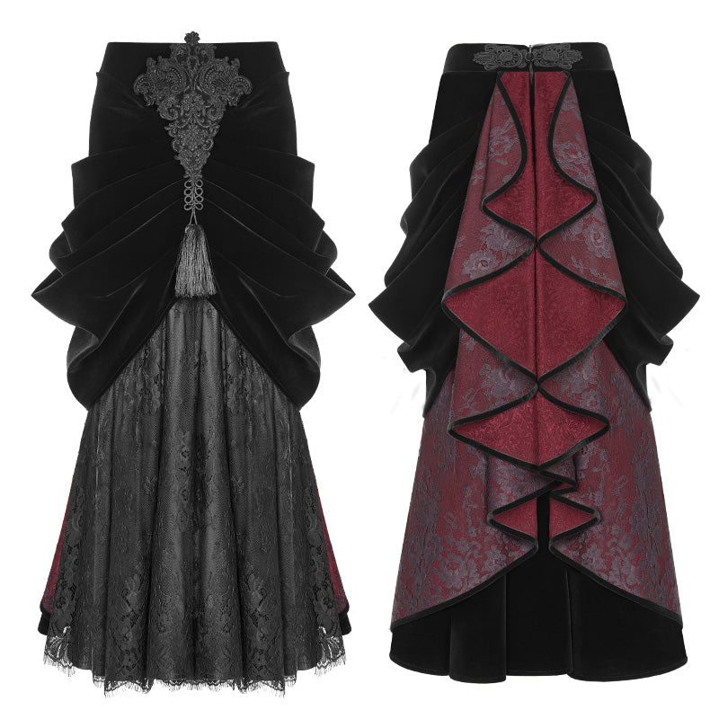 WQ-364 Vitorian Velvet Palace Gorgeous Medium Length Gothic Skirt