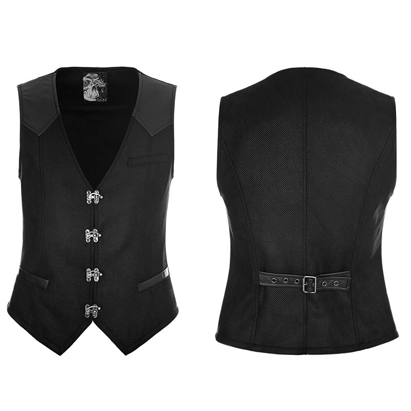 WY-862 Steampunk Heavy Twilled Woven Breasted Waistcoat For Men