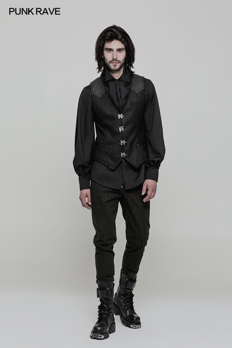 WY-862 Steampunk Heavy Twilled Woven Breasted Waistcoat For Men