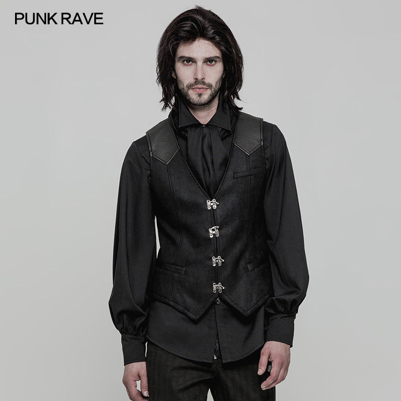 WY-862 Steampunk Heavy Twilled Woven Breasted Waistcoat For Men