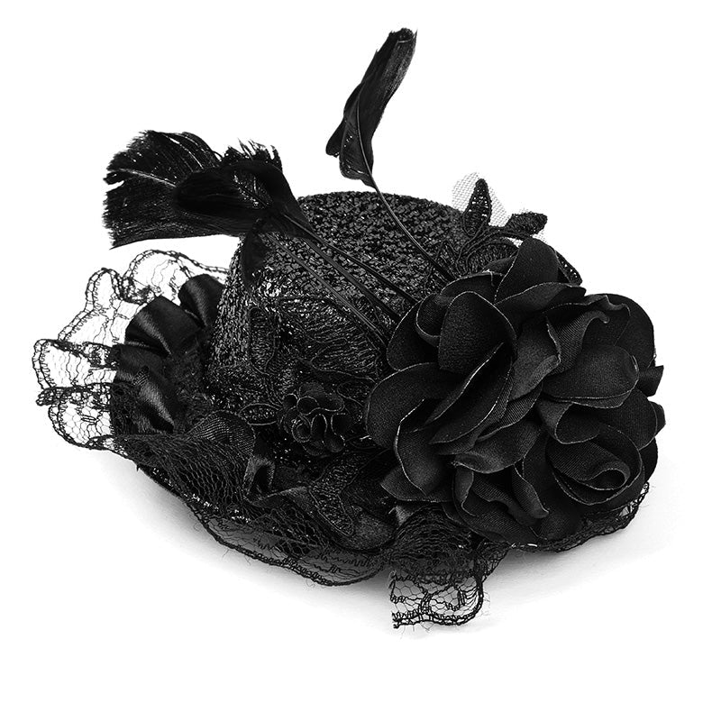 WLS-052 Lovely Gothic Accessory Soft Woven Flowers Lace Lolita Hat