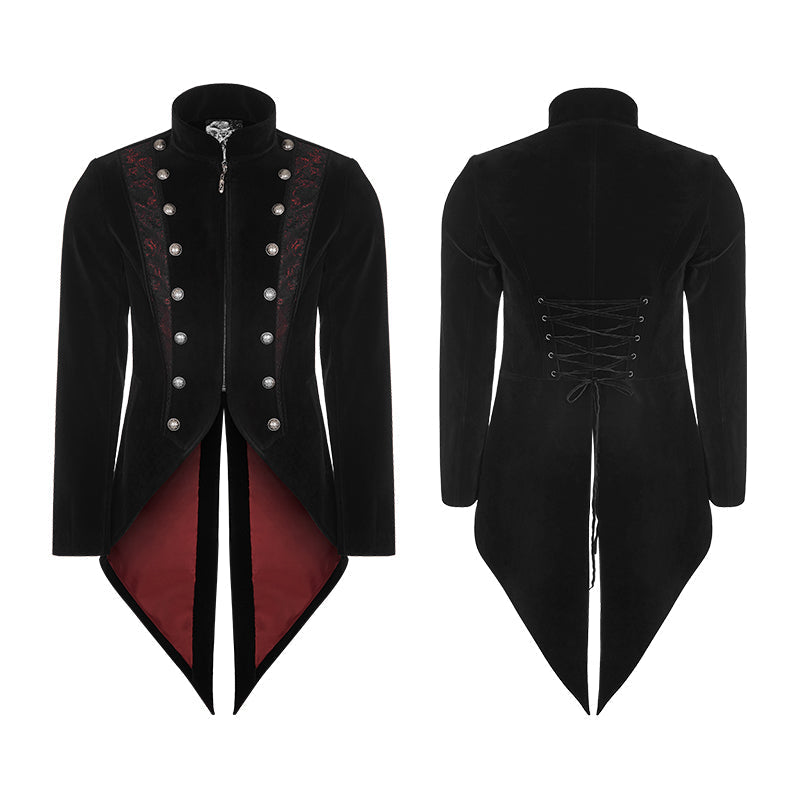 WY-857 Gorgeous Tailcoat Velvet &amp; Jacquard Mens Gothic Dress Coat