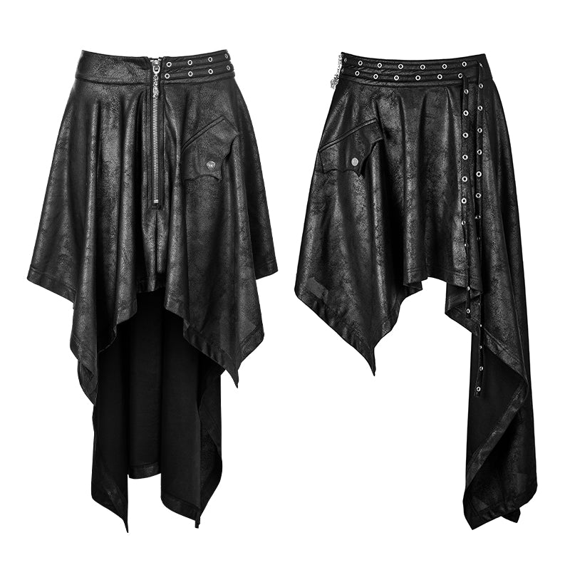 WQ-351 Asymmetric Layering Knitted Punk Skirt For Women