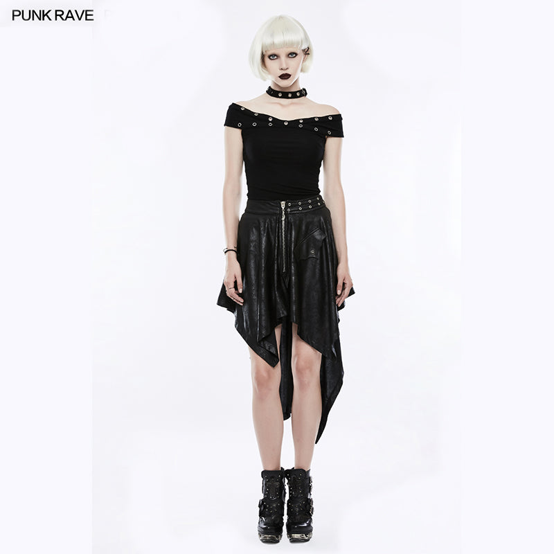 WQ-351 Asymmetric Layering Knitted Punk Skirt For Women