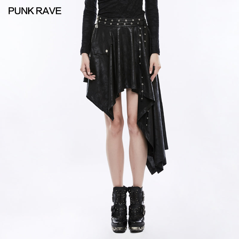 WQ-351 Asymmetric Layering Knitted Punk Skirt For Women