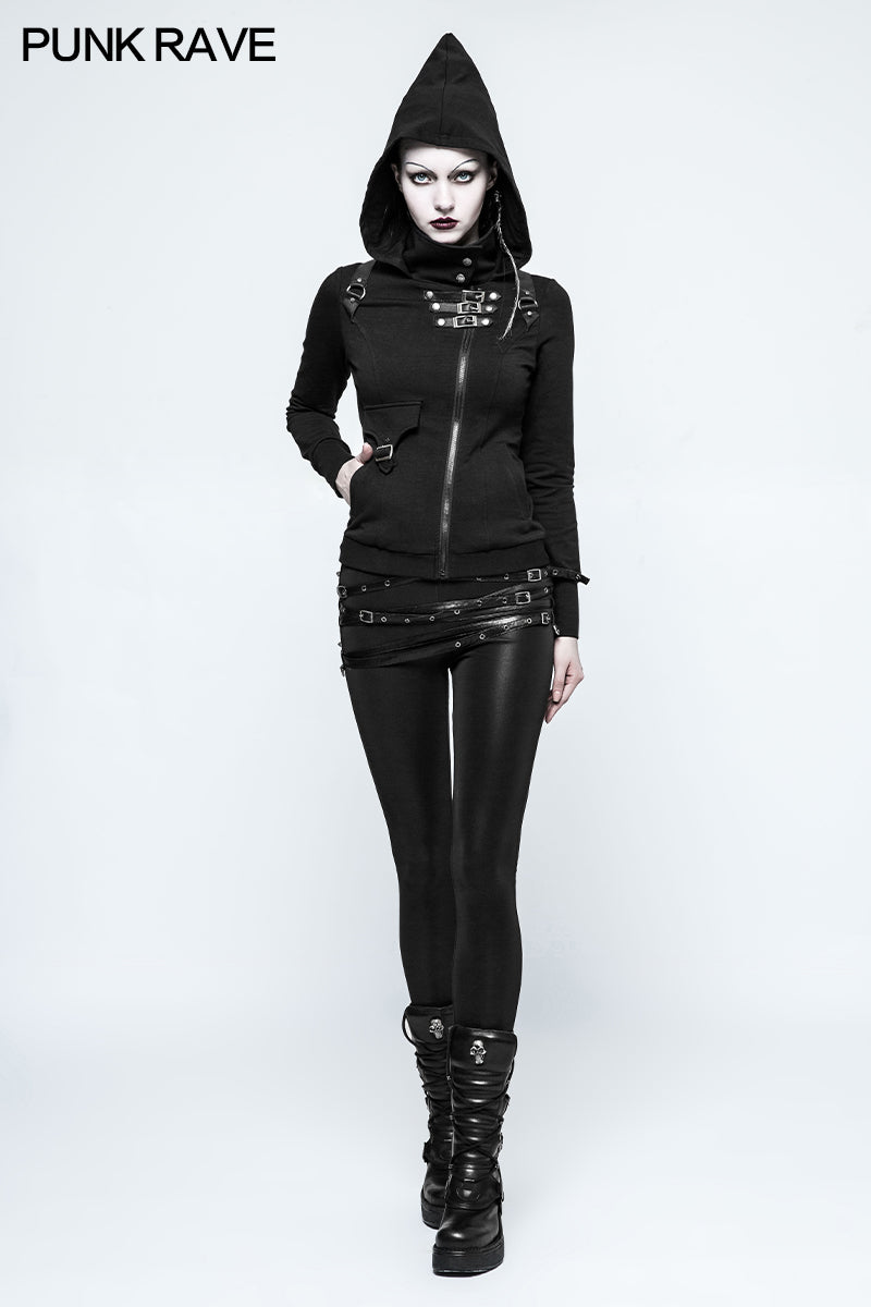 K-306 Skinny Thin Strapped Punk Pants Leather Leggings With Loops