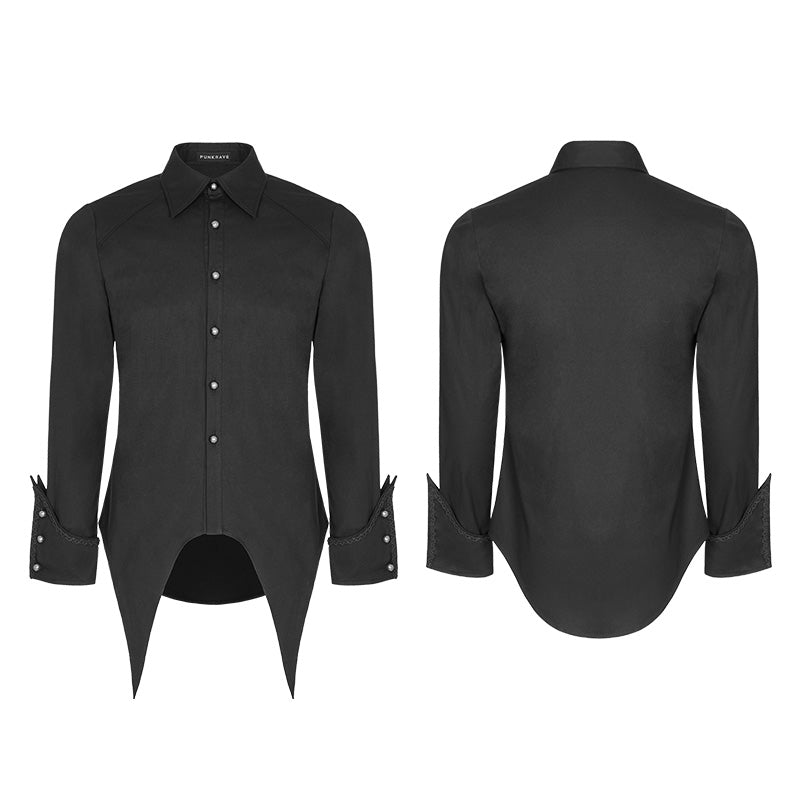 WY-907 Mens Asymmetric Simple Gothic Shirt With Unique Cuff Design