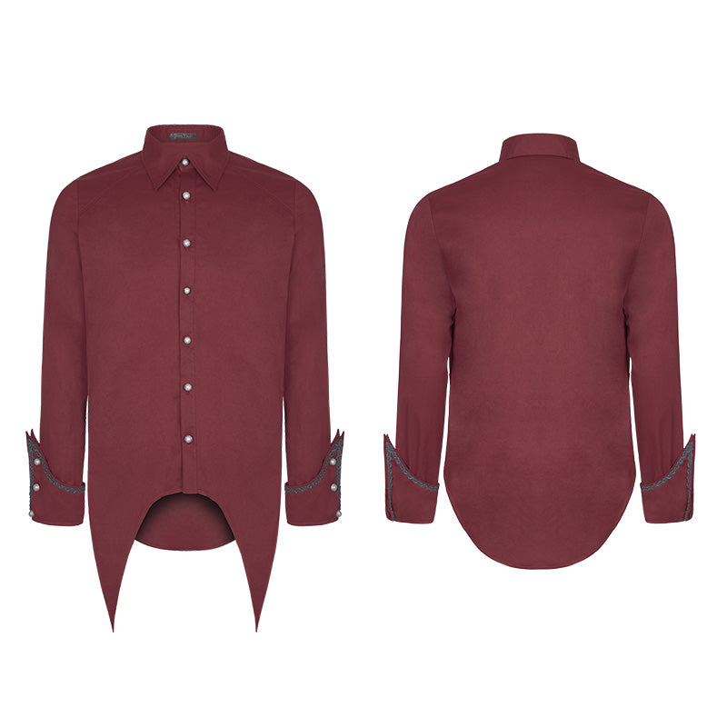 WY-907 Mens Asymmetric Simple Gothic Shirt With Unique Cuff Design