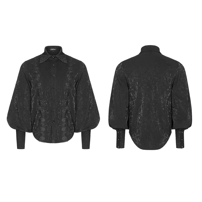 OY-912 Mens Jacquard Pleated Front Gothic Shirt