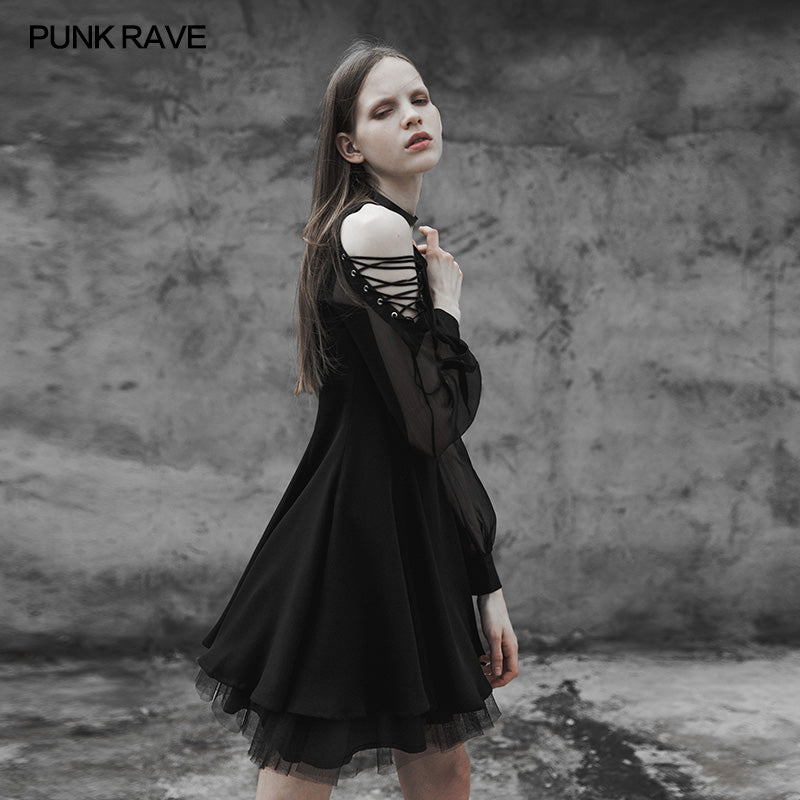 OPQ-365 Strapless Chiffon Yarn V-collar Punk Dress For Women