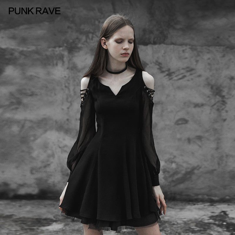 OPQ-365 Strapless Chiffon Yarn V-collar Punk Dress For Women