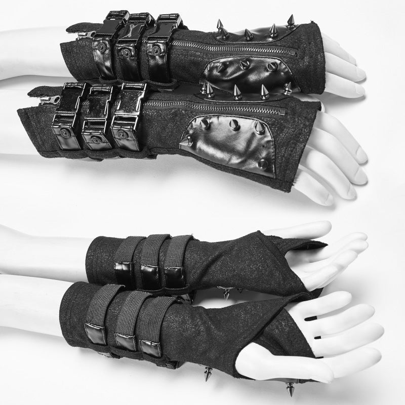 WS-278 Men And Women Diablo Assassin Punk Rivet Leather Buckles Gloves Arm Warmers