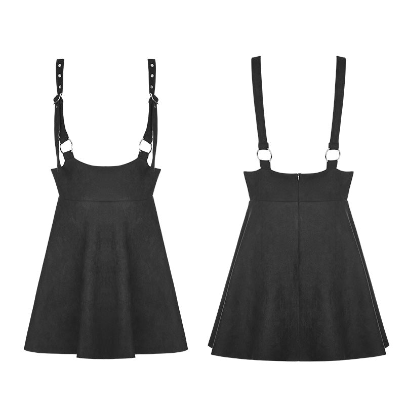 OYQ-016 Punk Suede Personality High Waisted Suspender Skirt For Girls