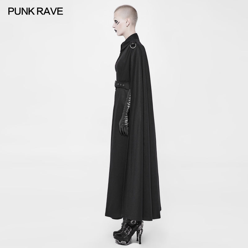 WY-885 Punk Long Military Uniform Woolen Cloak Coat For Women