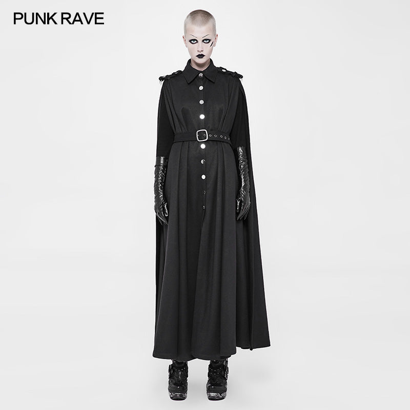 WY-885 Punk Long Military Uniform Woolen Cloak Coat For Women