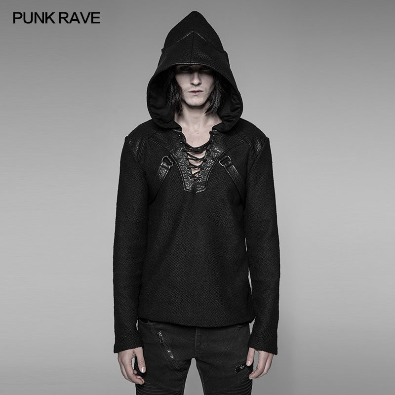 WM-044 Dark Evil Dragon Pullover Mosaic Punk Hoodies For Men