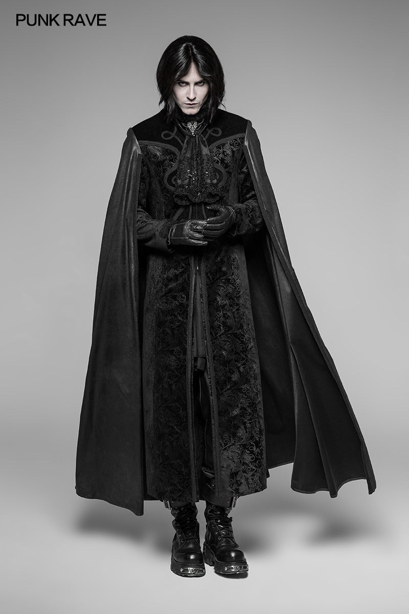 WY-934 Dracula Gorgeous Gothic Cape Cloak Embossed Velvet Long Coat