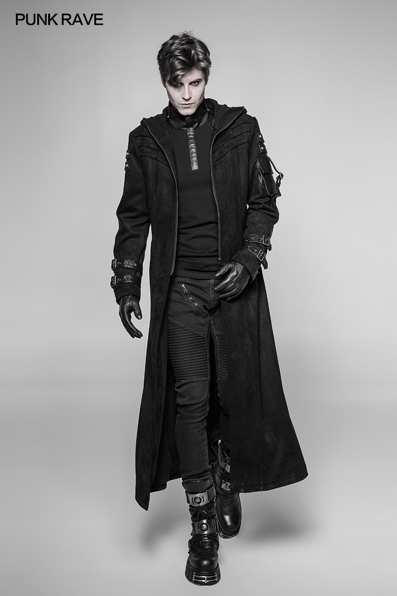 WY-933 Diablo Assassin Killer Dark Punk Hooded Long Coat Jacket For Men