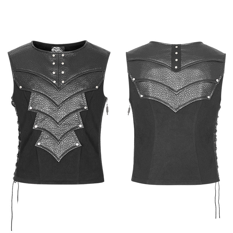 WY-931 Punk Warrior Leather Stitching Personality Chest Protector Vest