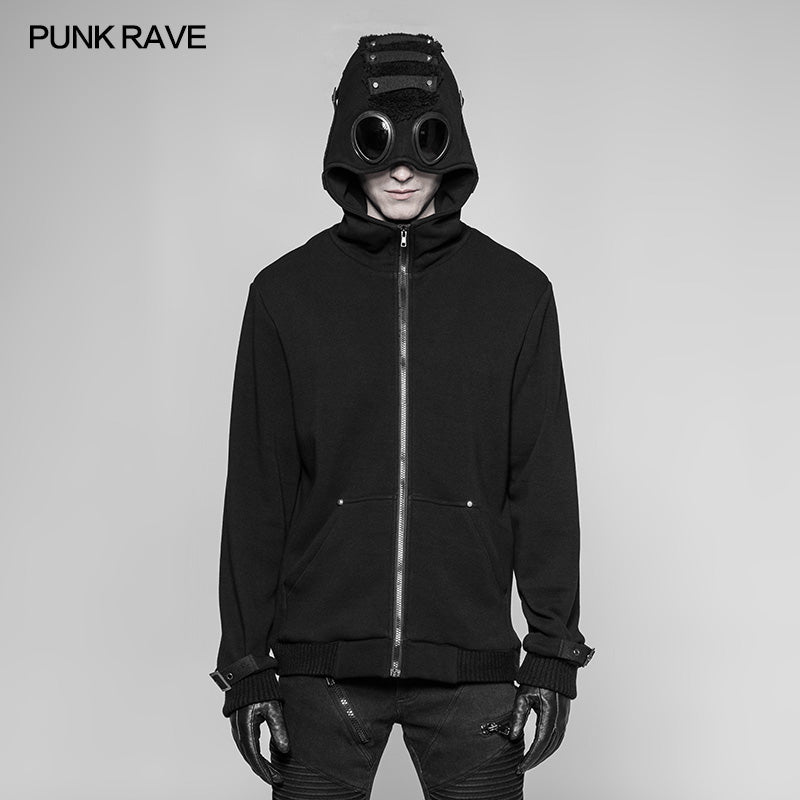 WY-921 Punk Pilot Personality Hooded Jacket Cashmere Sweater Cardigan For Men