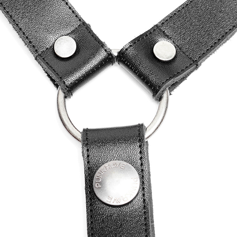 WS-272 Personality Punk Leather Cross Shoulder Strap Suspenders Accessories