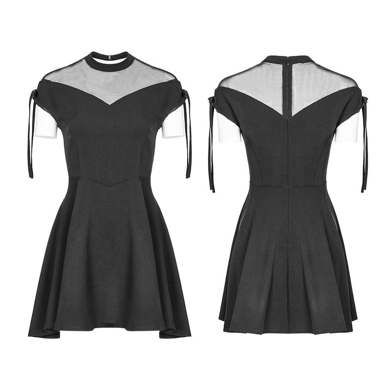 OPQ-368 Womens Sexy Gauze Stitching Chiffon Dress With Bow-Knot Detail