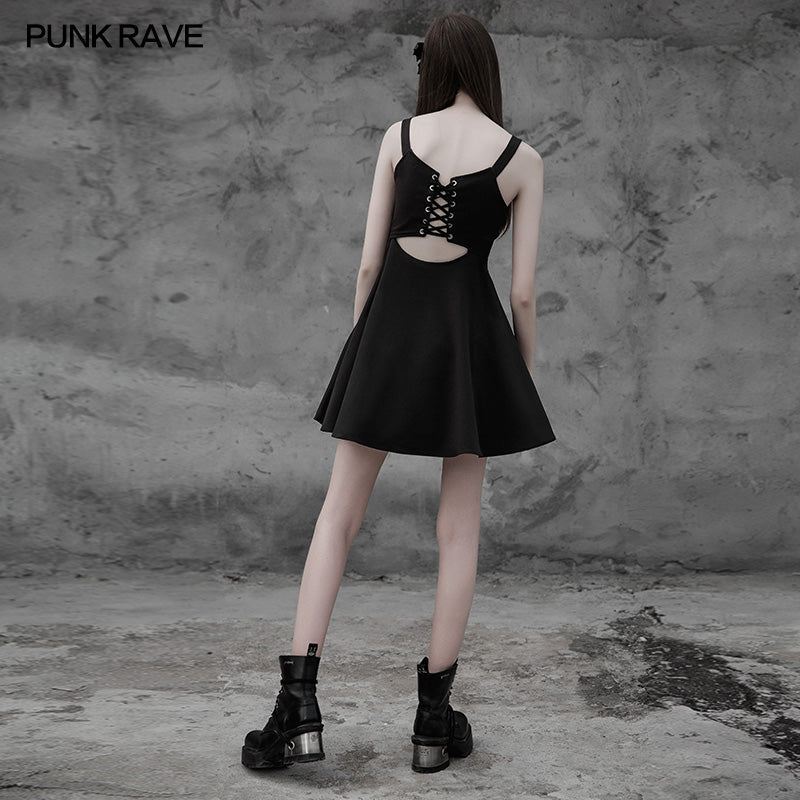 OPQ-312 Punk Tie Rope Thick Chiffon Design Dress