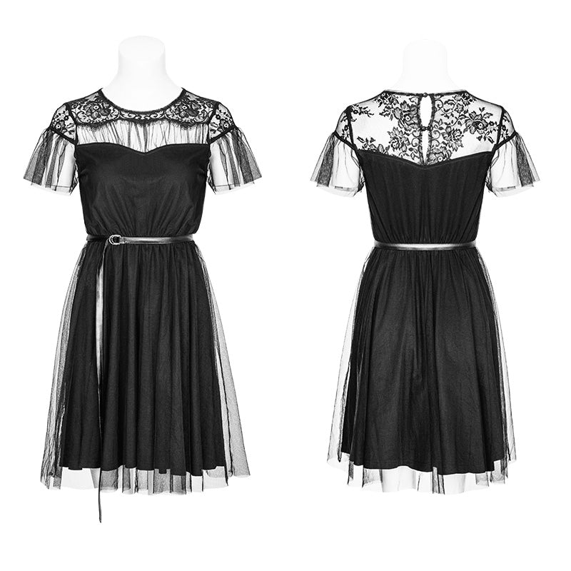 OPQ-381 The black Swan Fairy Lace Mesh Dress