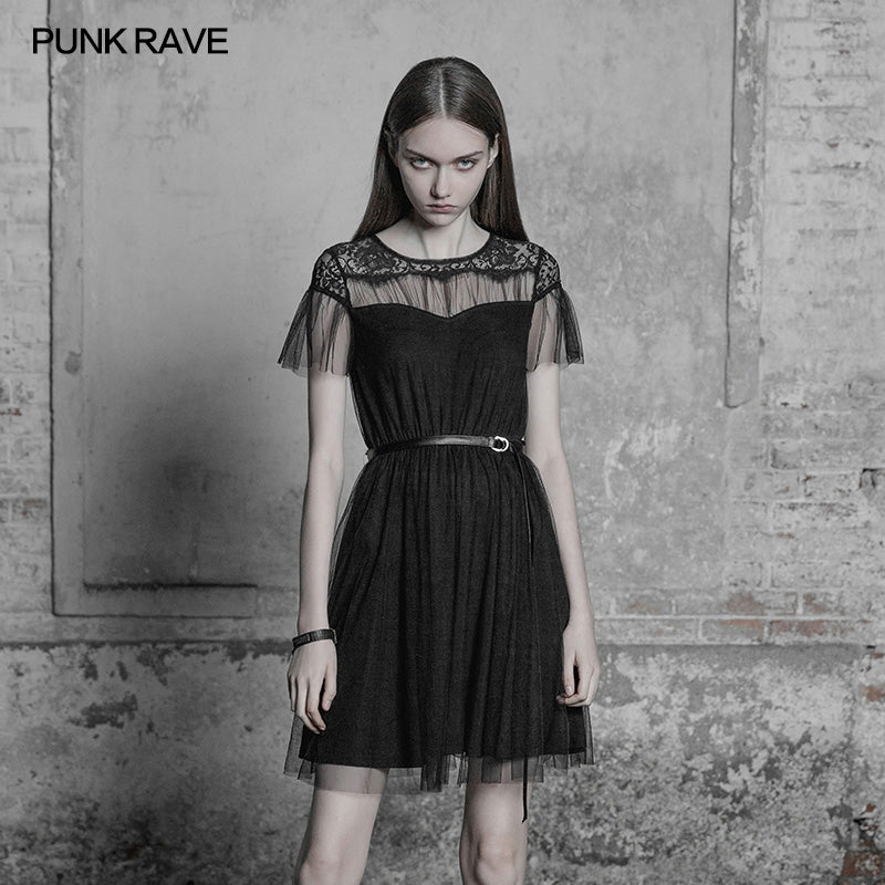 OPQ-381 The black Swan Fairy Lace Mesh Dress