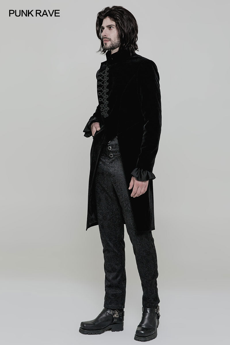 OY-867 Gothic Mens Simple Long Sleeve Three-quarter Coat