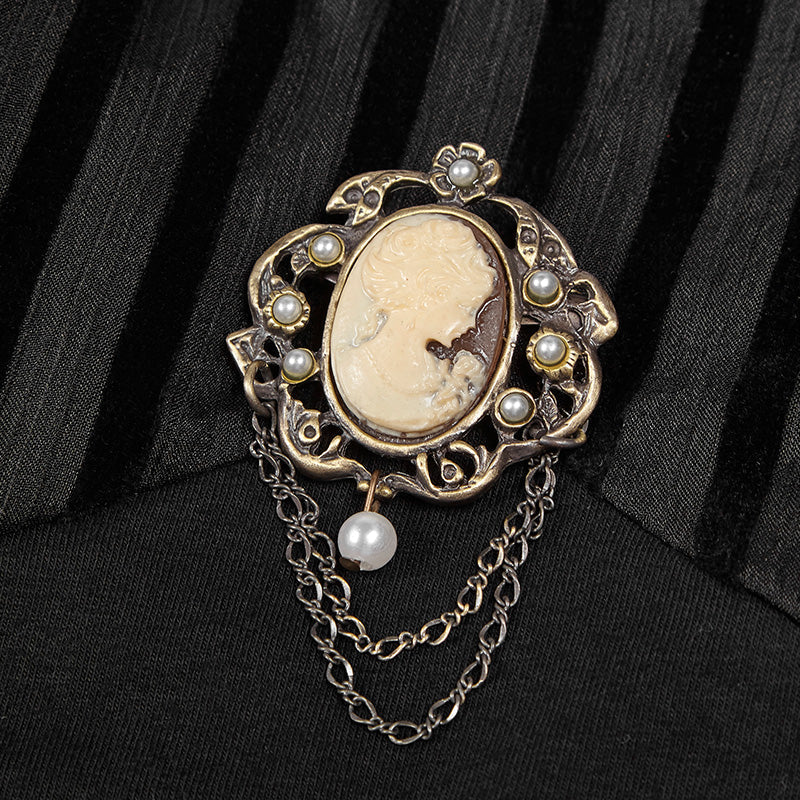 WT-489 Steampunk Brooch See Through Short Sleeve T-shirt