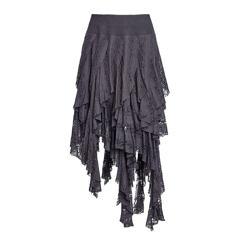 Q-079 Sexy Women black Irregular Gothic Skirt