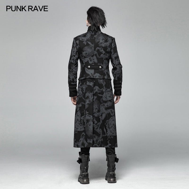 WY-1004 Punk Mens Dragon Totem Detachable Coat