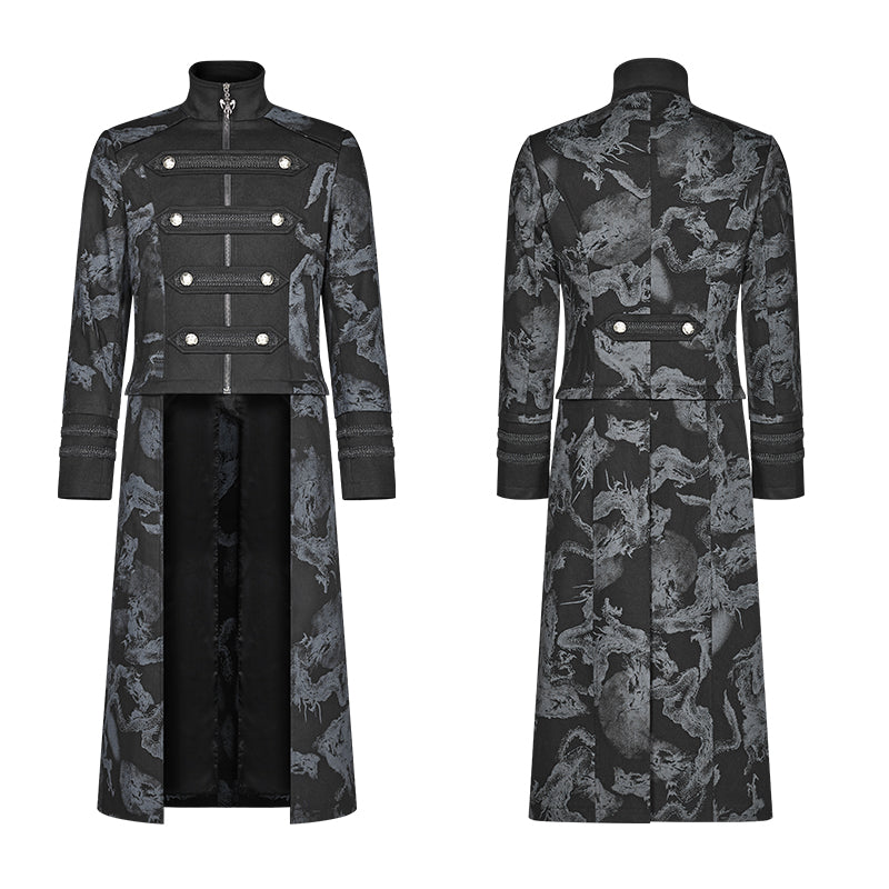 WY-1004 Punk Mens Dragon Totem Detachable Coat