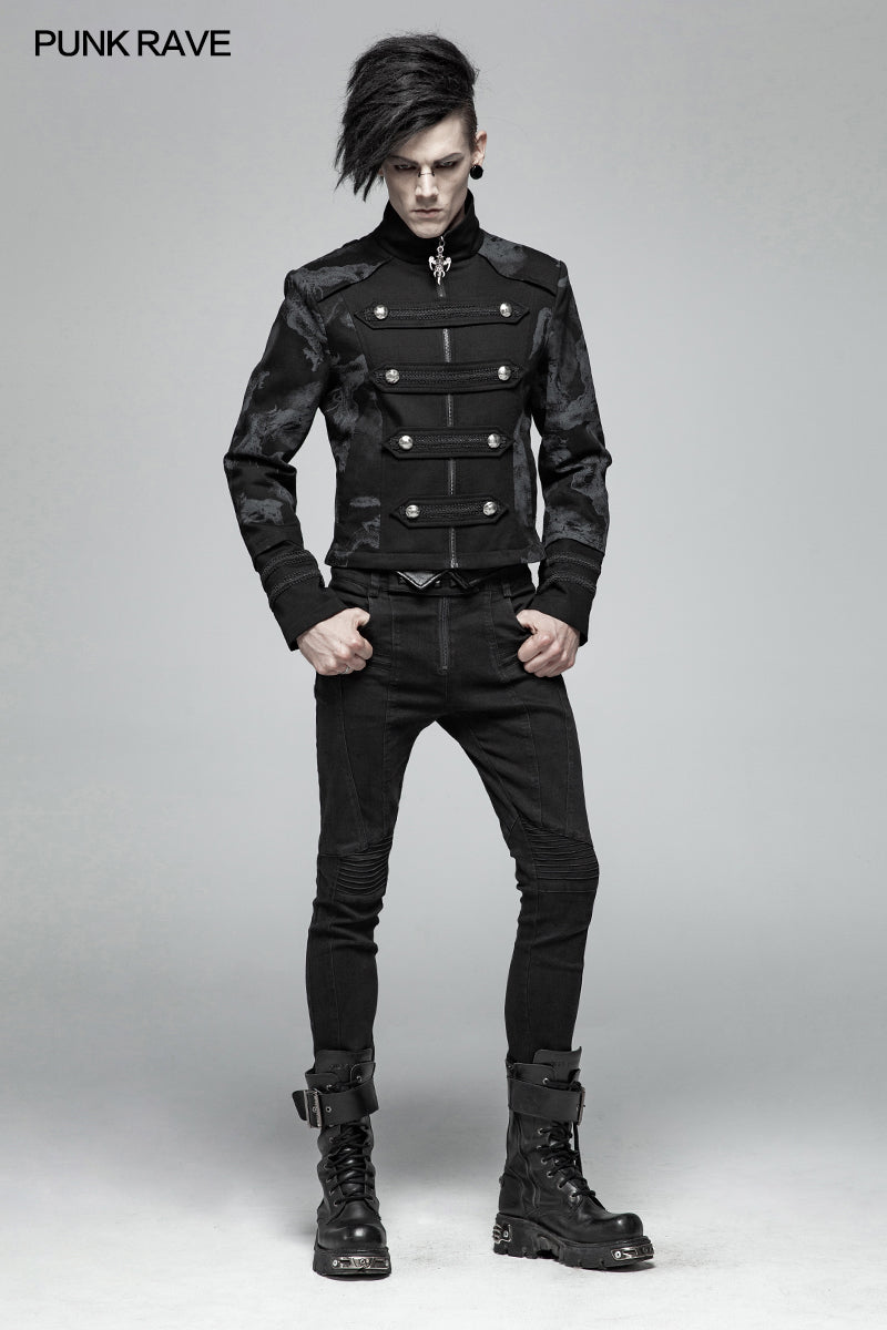 WY-1004 Punk Mens Dragon Totem Detachable Coat