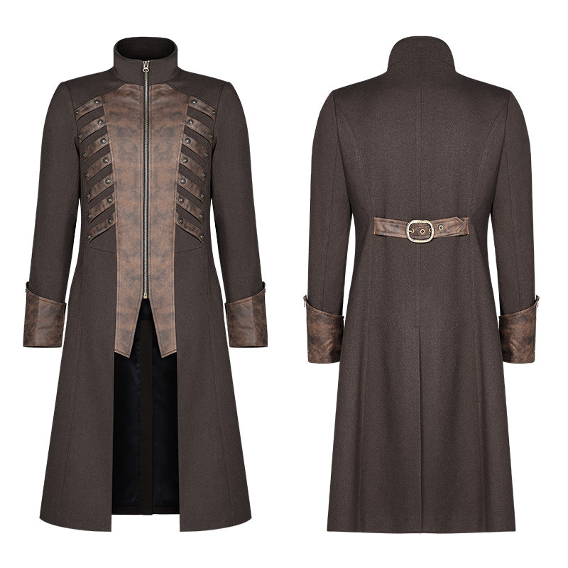 WY-1000 Steampunk Stand-up Collar Mid-length Coat