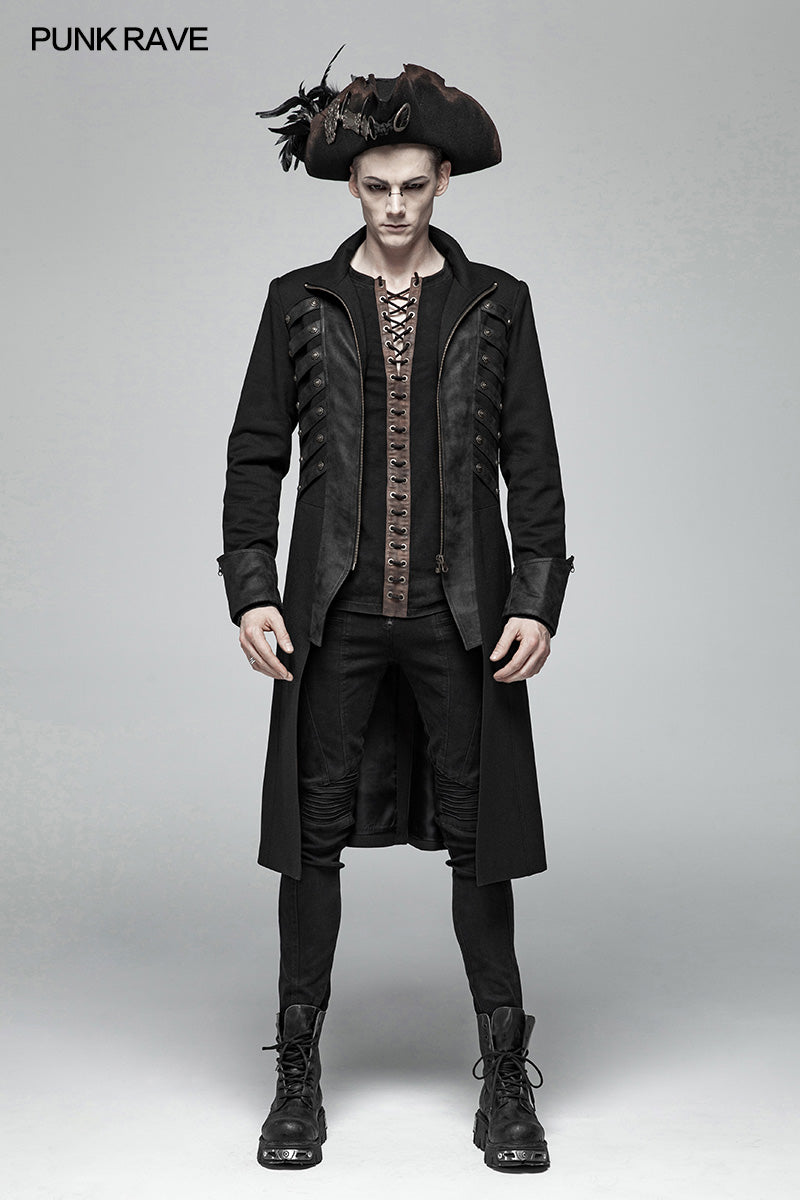 WY-1000 Steampunk Stand-up Collar Mid-length Coat