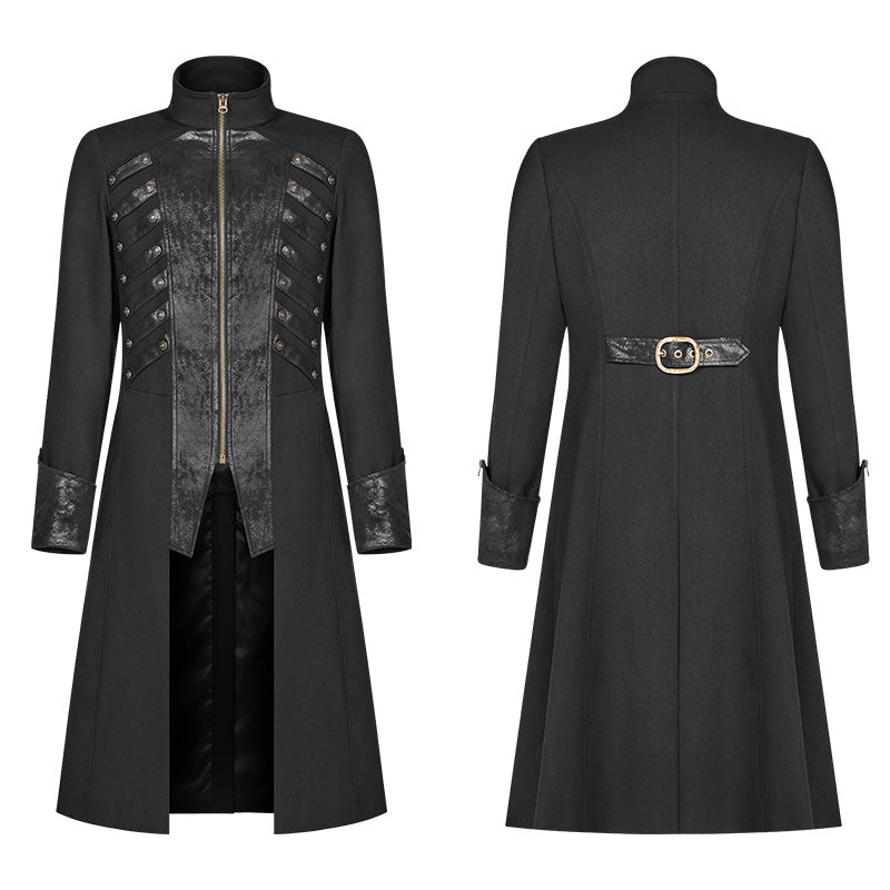 WY-1000 Steampunk Stand-up Collar Mid-length Coat