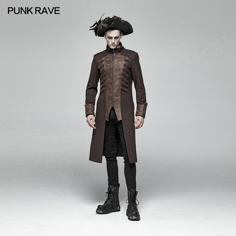 WY-1000 Steampunk Stand-up Collar Mid-length Coat