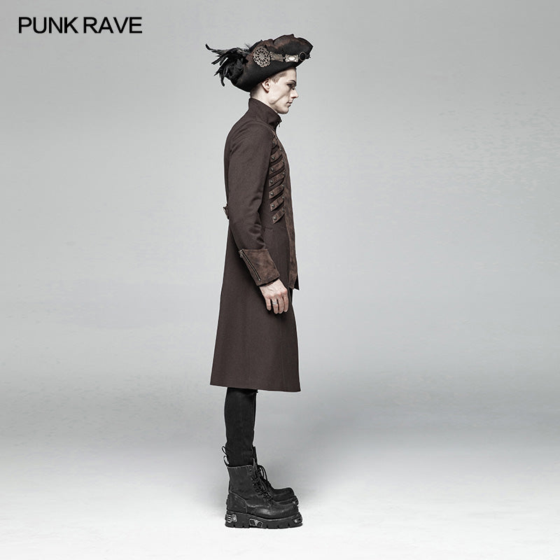 WY-1000 Steampunk Stand-up Collar Mid-length Coat