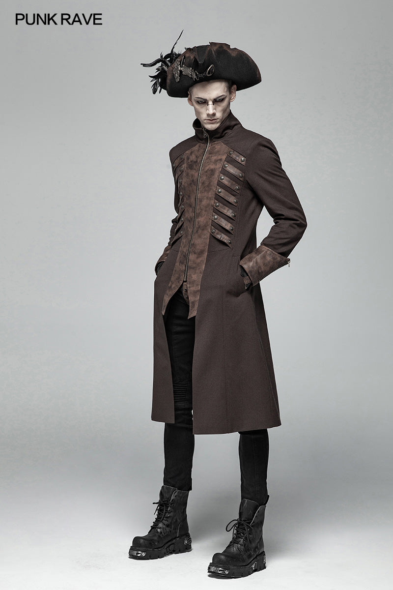 WY-1000 Steampunk Stand-up Collar Mid-length Coat