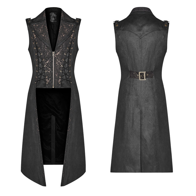 WY-1016 Steampunk The Rope Long Zipper Vest