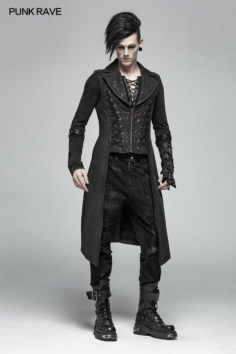 WY-1016 Steampunk The Rope Long Zipper Vest