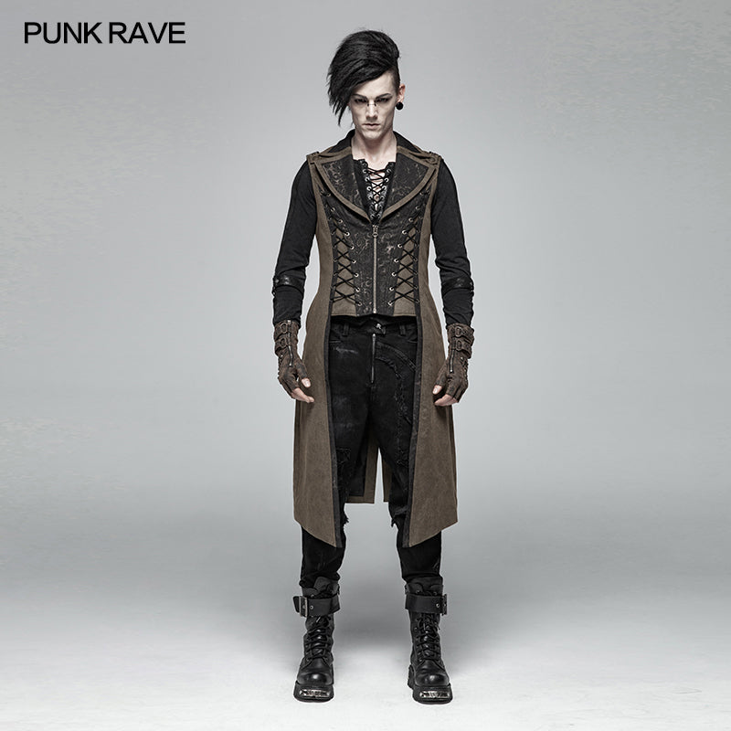 WY-1016 Steampunk The Rope Long Zipper Vest