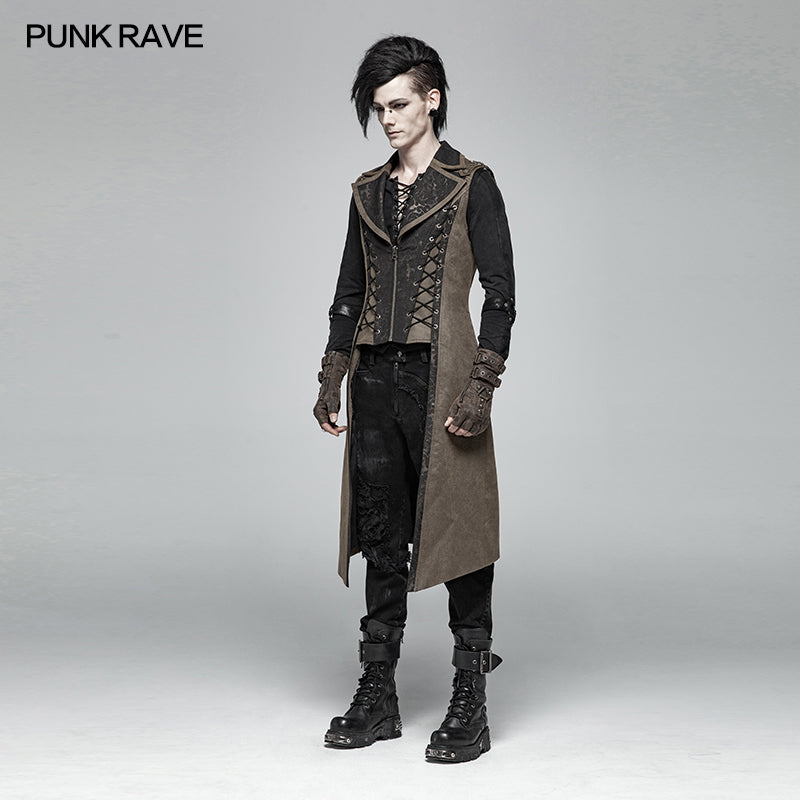 WY-1016 Steampunk The Rope Long Zipper Vest